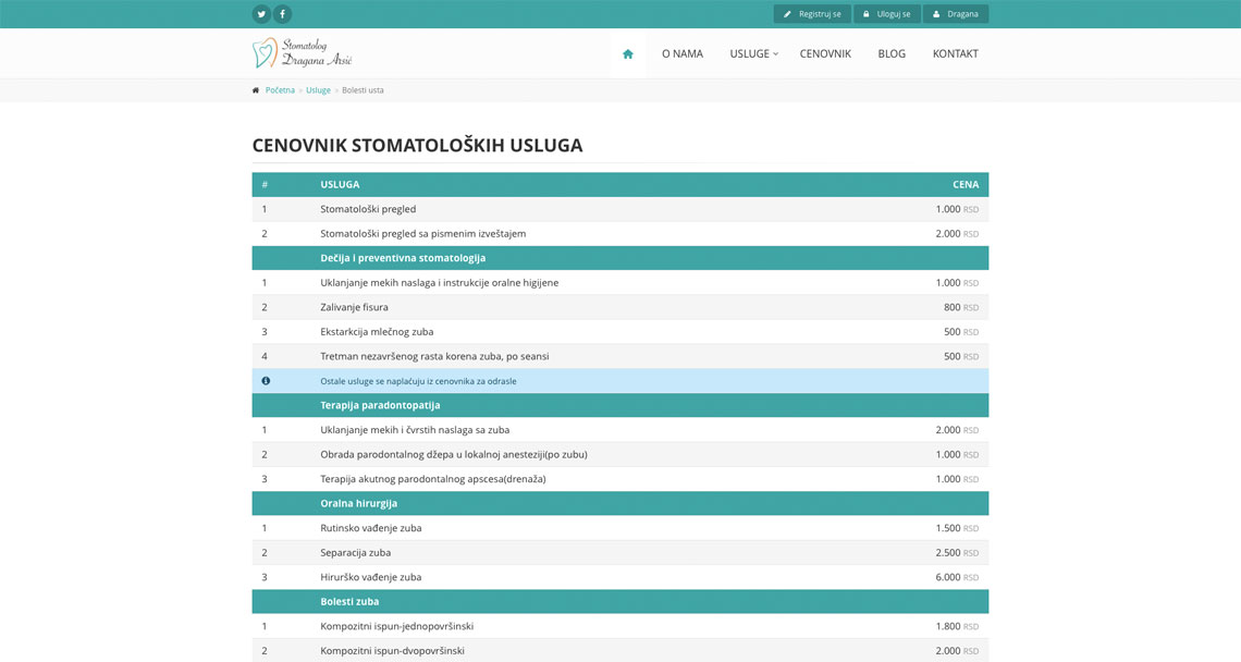 Zea Stim R&D - Izrada web sajta - Stomatolog Arsić