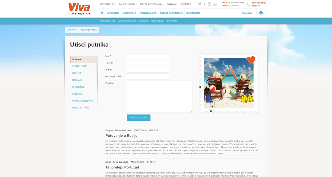 Zea Stim R&D - Izrada web sajta - Viva Travel