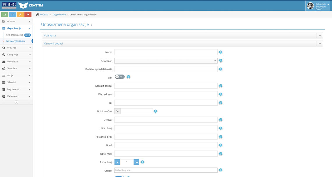 Zea Stim R&D - Izrada CRM softvera - CRM NALED
